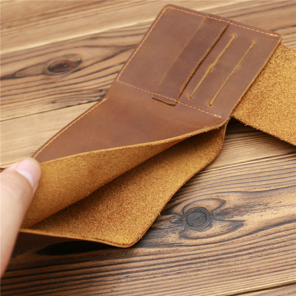 Men’s Retro Crazy Horse Leather Wallet - Unleash Your Inner Cowboy with Our Crazy Wallet