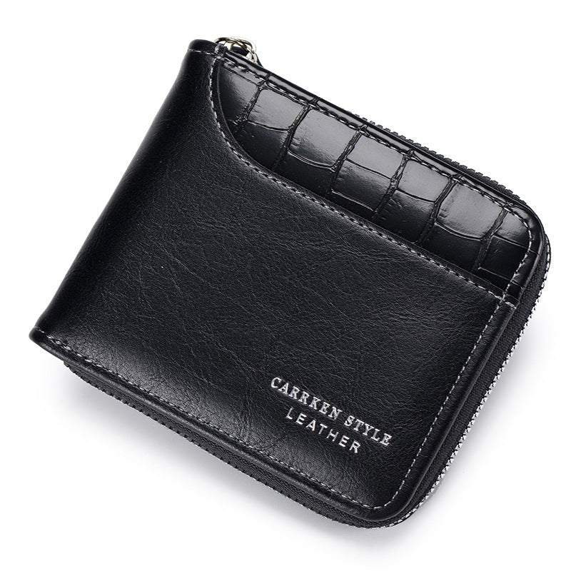 Men’s Short Wallet Stitching Stone Pattern Large Capacity Tri-fold Bag - Upgrade Your Style with Our Fancy Wallet