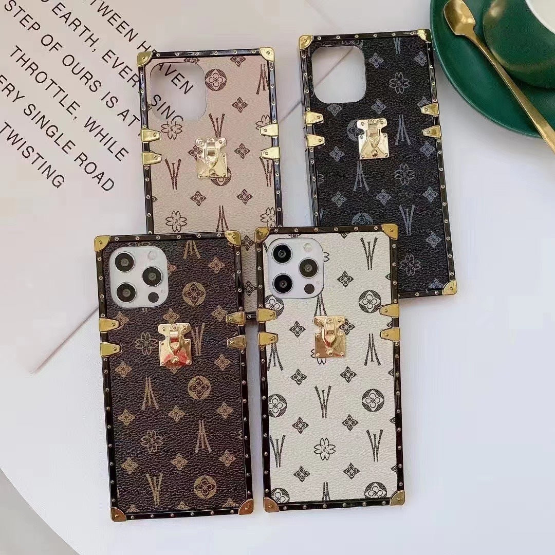Square Leather Phone Case for iPhone Non-Apple Brand Cover - Back Models cover square leather phone case