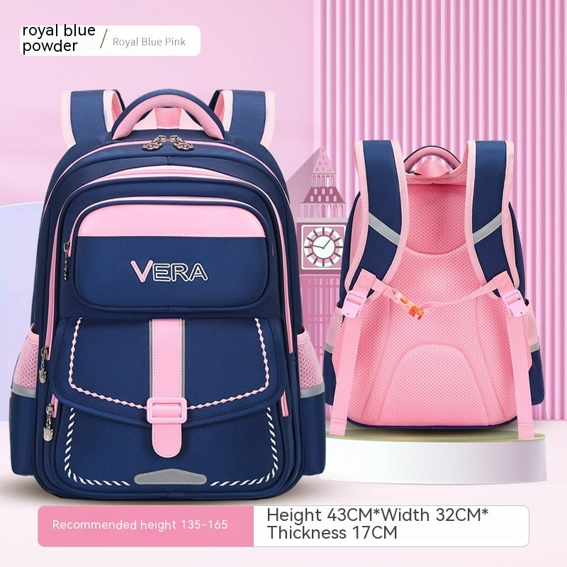 Backpack Spine Protection Waterproof Large Capacity - Protect Your Spine in Sapphire Blue Pink Style