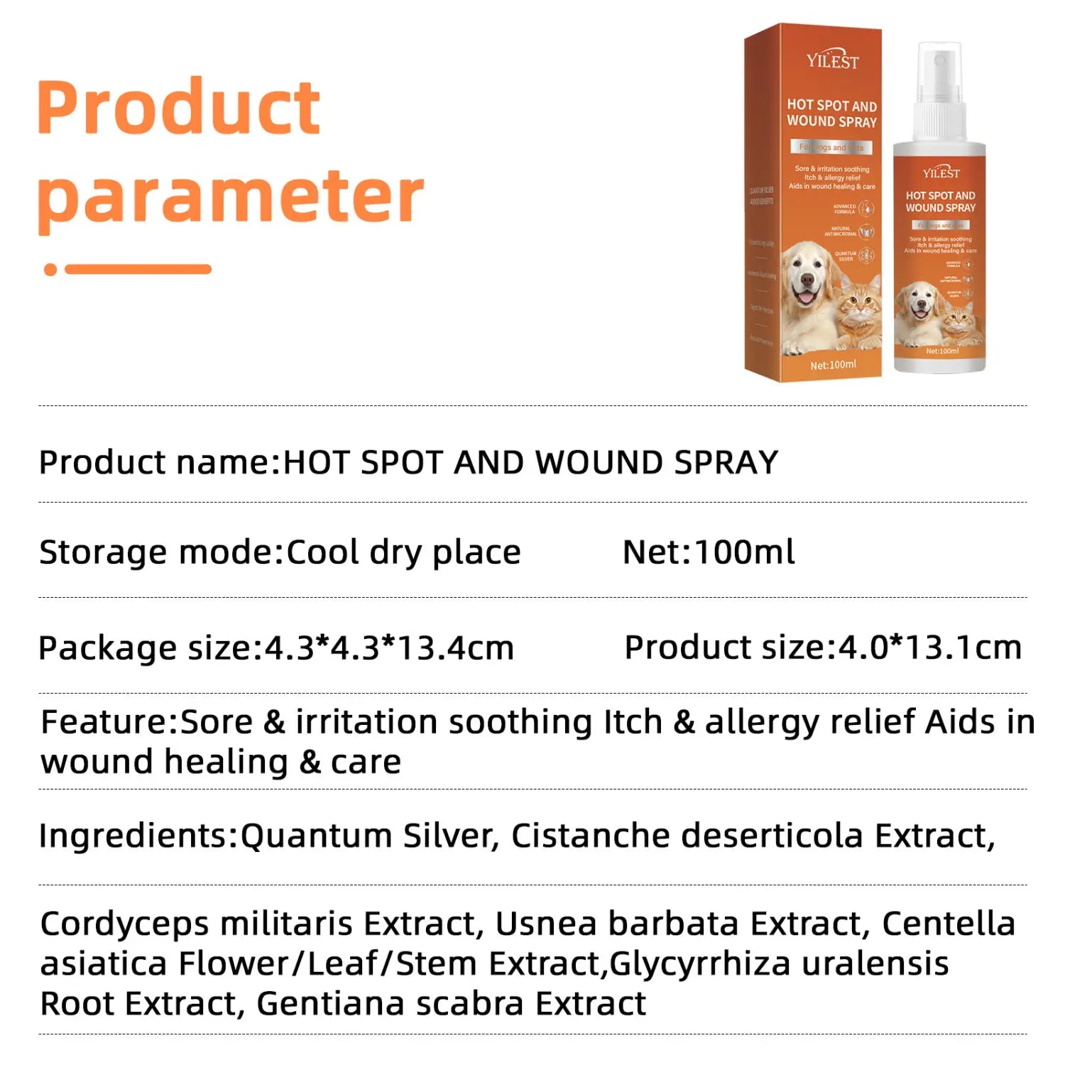 Koirasuihku 100 ml: n lemmikkien immuuni pureman jakkaran indusoija Hot Mark Training Solution