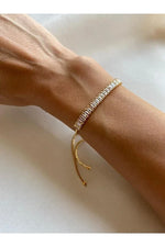 Baguette Zircon Adjustable Bracelet Elegant Sparkle Jewelry Gift for Women - Teleplus