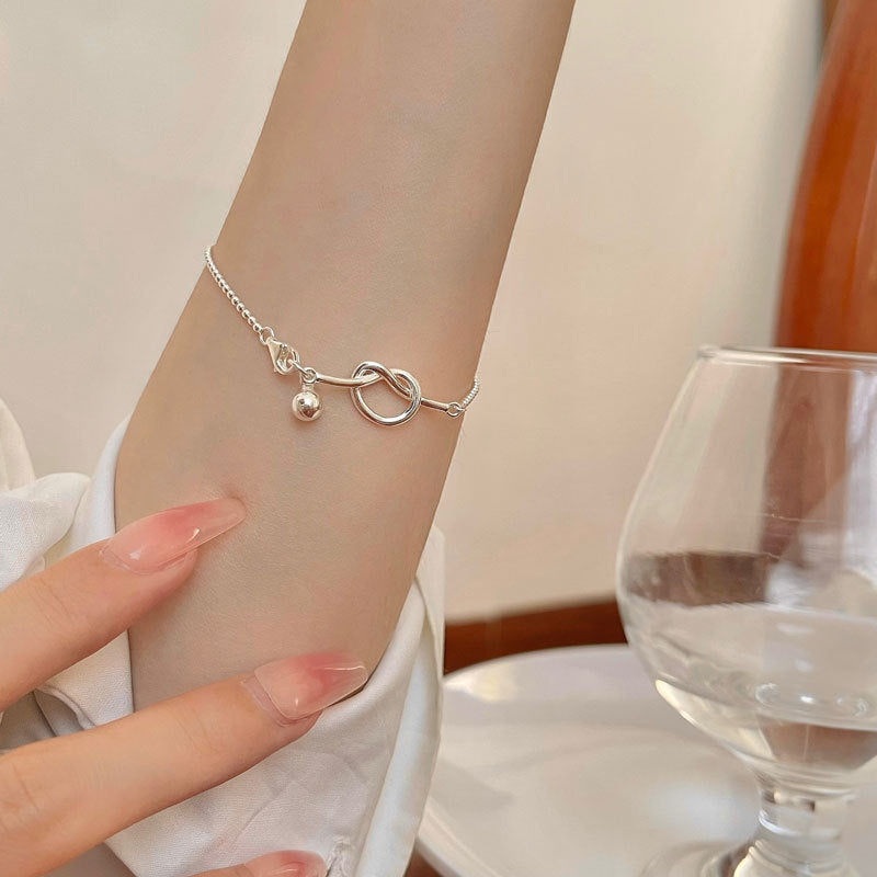 Ball Bead Chain Knotted Bracelet For Women - Ball Bead Chain Knotted Bracelet for Women in Silver