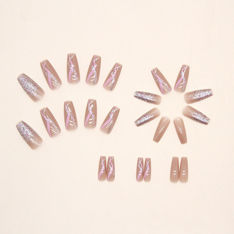 Ballet Girl Fake Nails Set with Yellow Jelly Glue for - Teleplus ballet girl fake nails