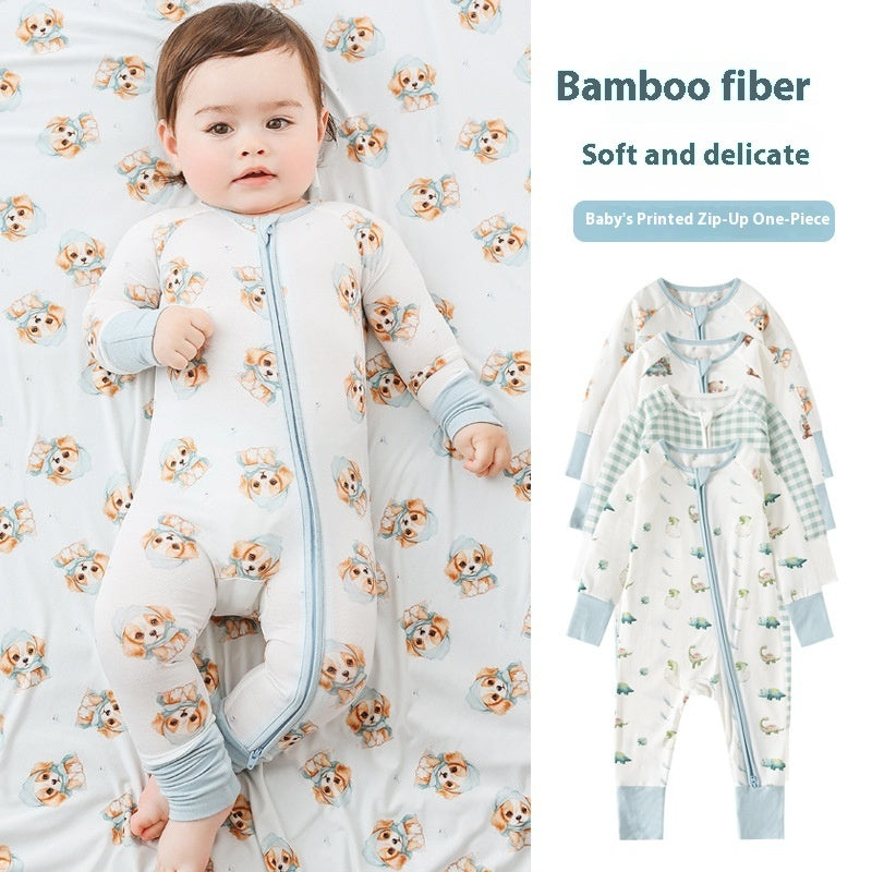 Bamboo Fiber Clothes For Babies Long Sleeve Zipper Baby Jumpsuits - Super Comfy Bamboo Fiber Long Sleeve Baby Jumpsuits