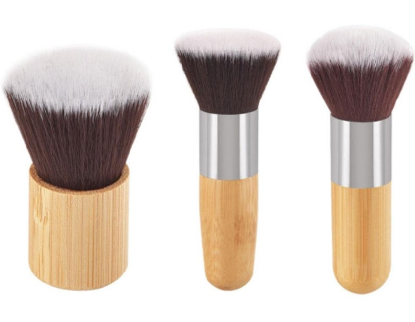 Bamboo Handle Flat Makeup Brush Set with Powder and Toothbrush Handles - Teleplus bamboo handle flat makeup brush
