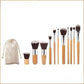 Bamboo Handle Makeup Brush Set with Storage Bag 11 Pieces - Teleplus bamboo handle makeup brush set