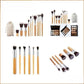 Bamboo Handle Makeup Brush Set with Storage Bag 11 Pieces - Teleplus bamboo handle makeup brush set