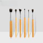 Bamboo Handle Makeup Brush Set with Storage Bag 11 Pieces - Teleplus bamboo handle makeup brush set