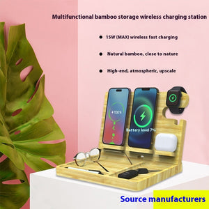 Bamboo Wireless Charger with Universal 2A Output and Bracket - Stay Charged the bamboo wireless charger bracket