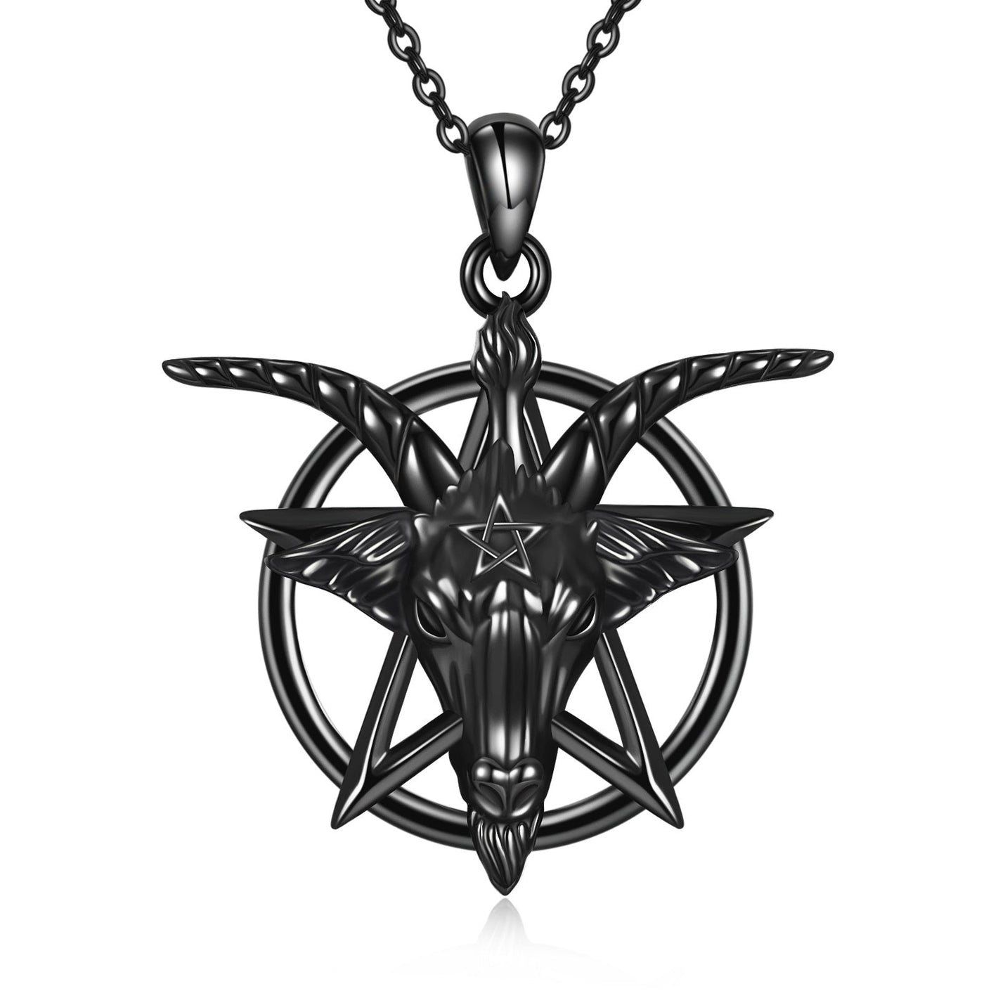Baphomet Inverted Pentagram Necklace with Goat-Head Symbol Jewelry - for Bad Decisions baphomet inverted pentagram