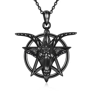 Baphomet Inverted Pentagram Necklace 925 Sterling Silver - Baphomet Inverted Pentagram Necklace for Bad Decisions