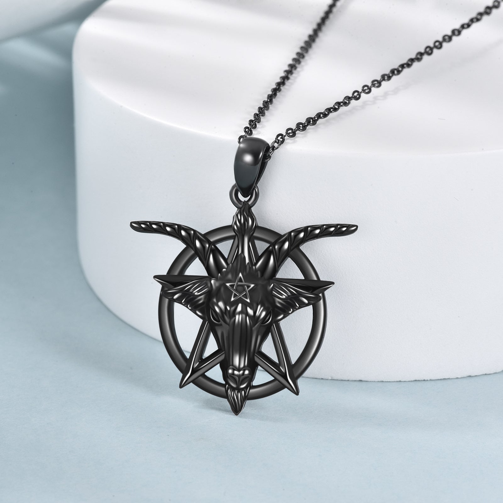 Baphomet Inverted Pentagram Necklace 925 Sterling Silver - Baphomet Inverted Pentagram Necklace for Bad Decisions