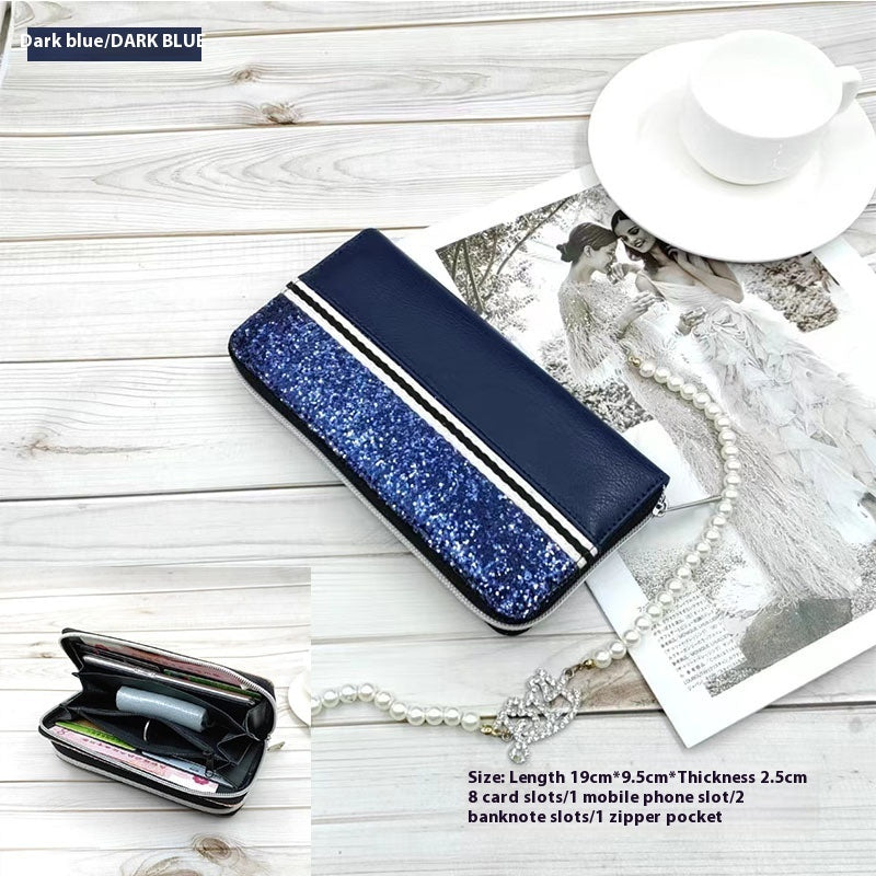 Mid-length Student Women’s Wallet Multi-function - Mid-length Wallet for Students in Dark Blue Delight