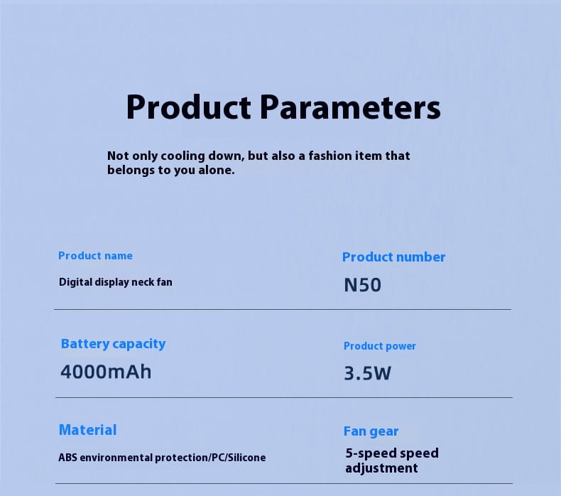 Halter Fan USB Portable Charging with Digital Display and Strong Wind Modes