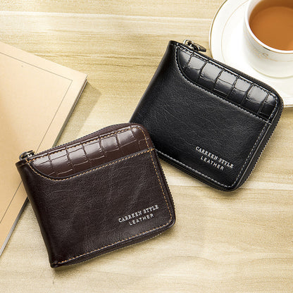 Men’s Short Wallet Stitching Stone Pattern Large Capacity Tri-fold Bag - Upgrade Your Style with Our Fancy Wallet