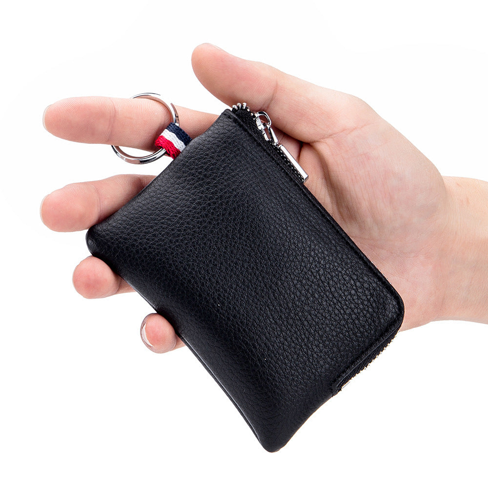 Men’s Coin Purse European And American Leather Mini Wallet Soft Leather Zip Coin Driving License Key Case Card Holder