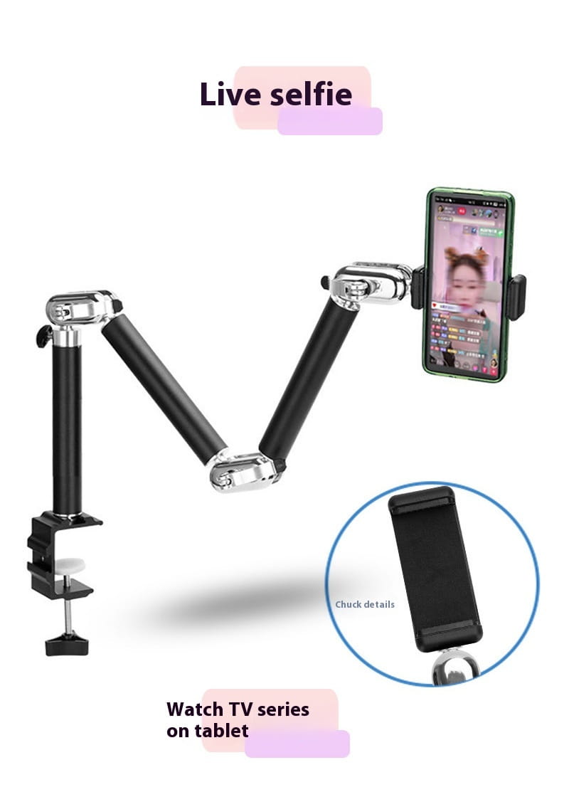 Extensionable Desktop Tablet Computer Stand with Multiple Sections and Bases