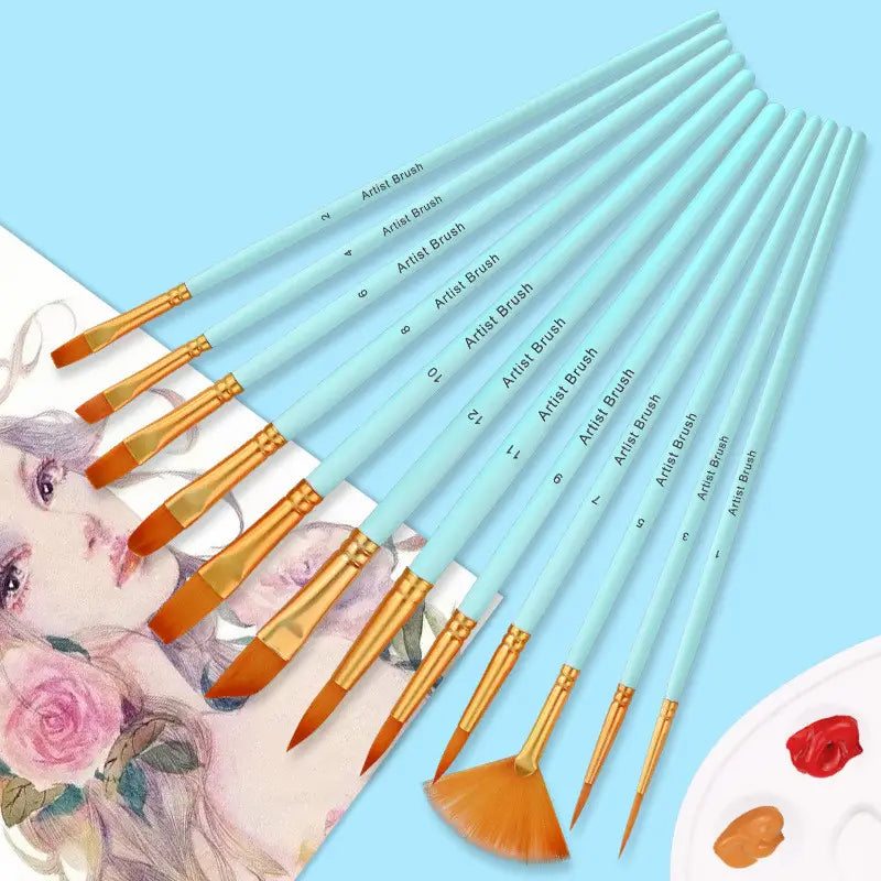 12 Gradient Color Nylon Brush Combination Set