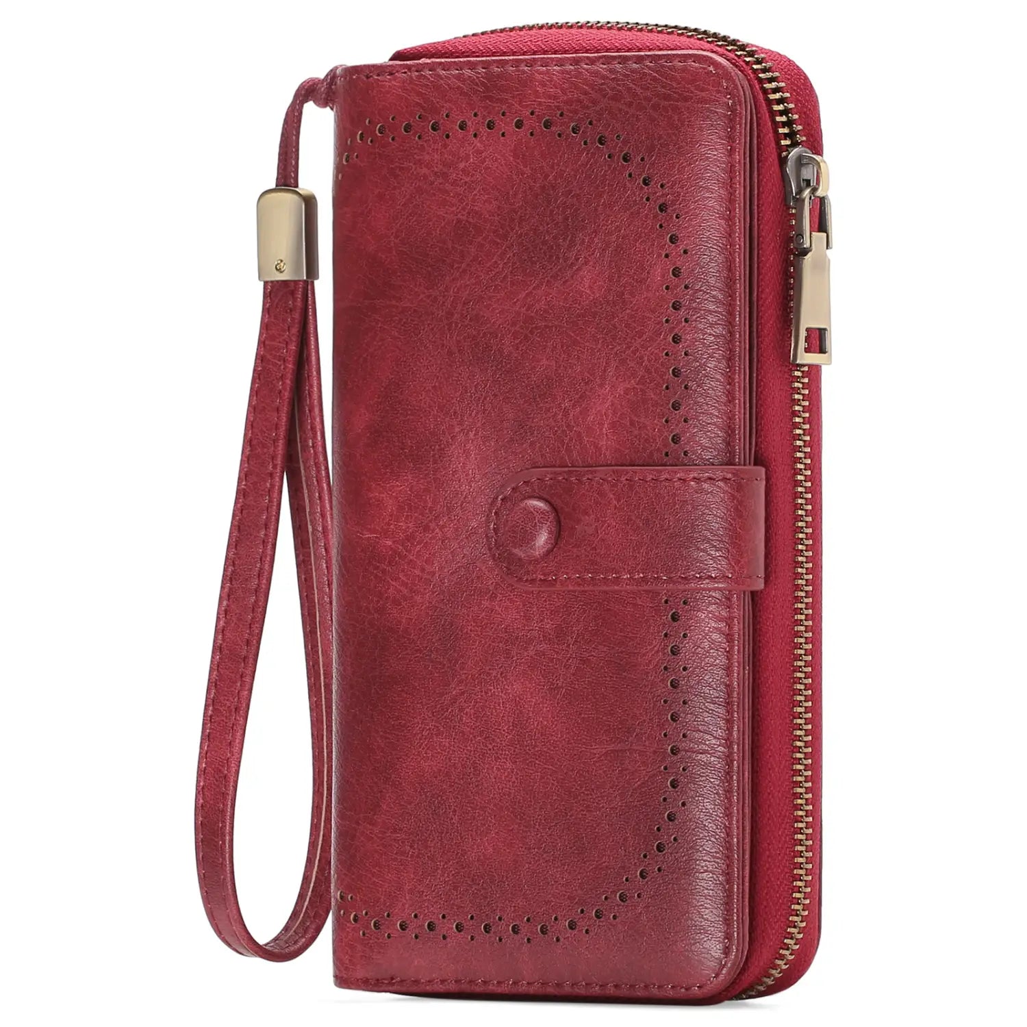 Synteettiset nahka lompakot esittelevät ompelulinjan yksityiskohtia ja eläviä värivaihtoehtoja, jotka korostavat käsityötaitoa ja modernia suunnittelua