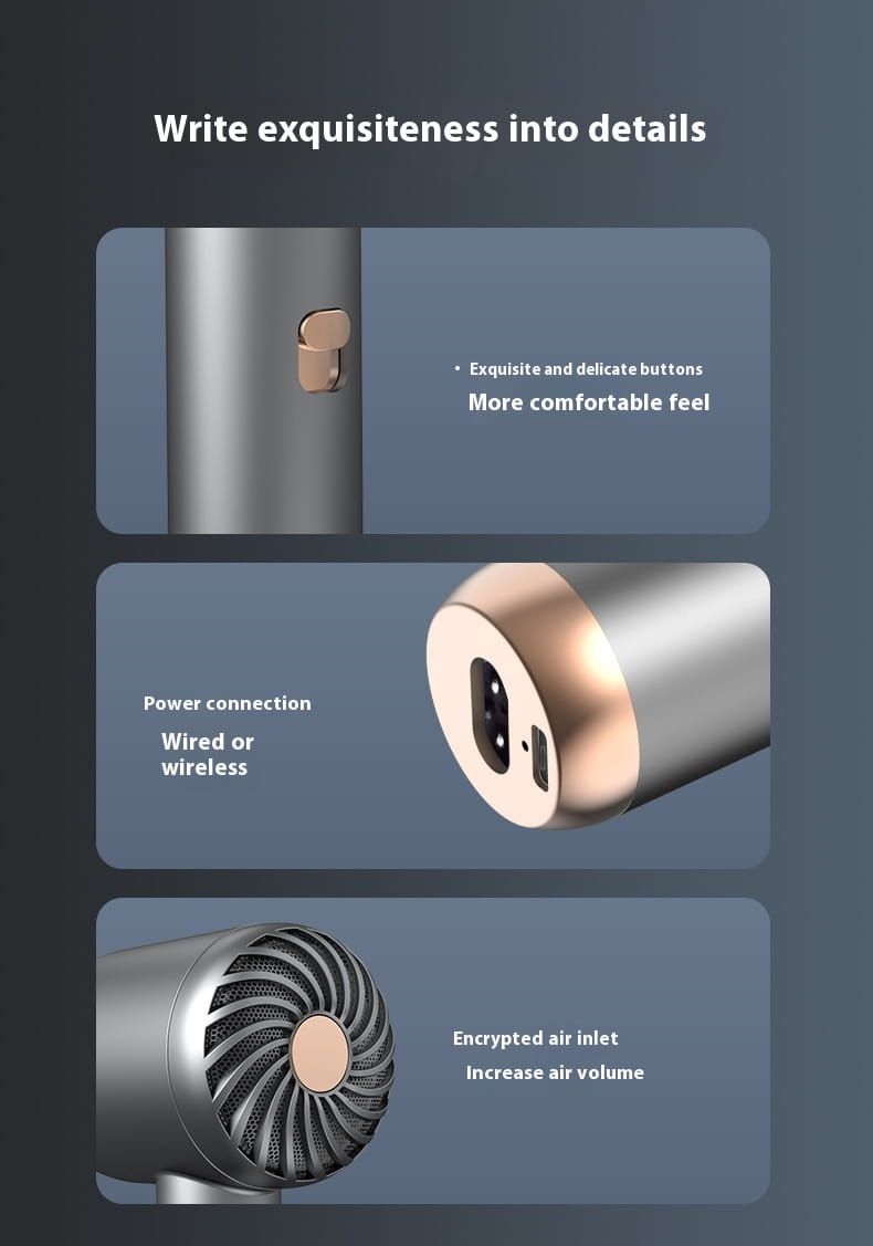 Wireless Hair Dryer with Anion Rechargeable Technology for Dormitory