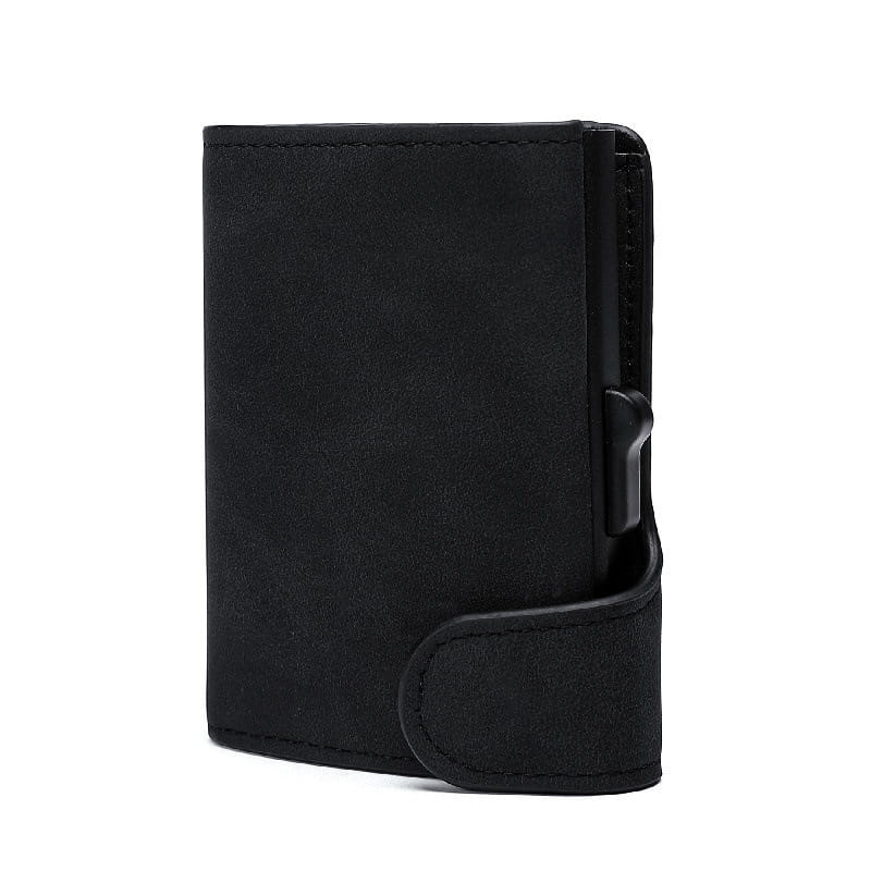 Men and Women Crazy Horse Leather Wallet with Magnetic Closure