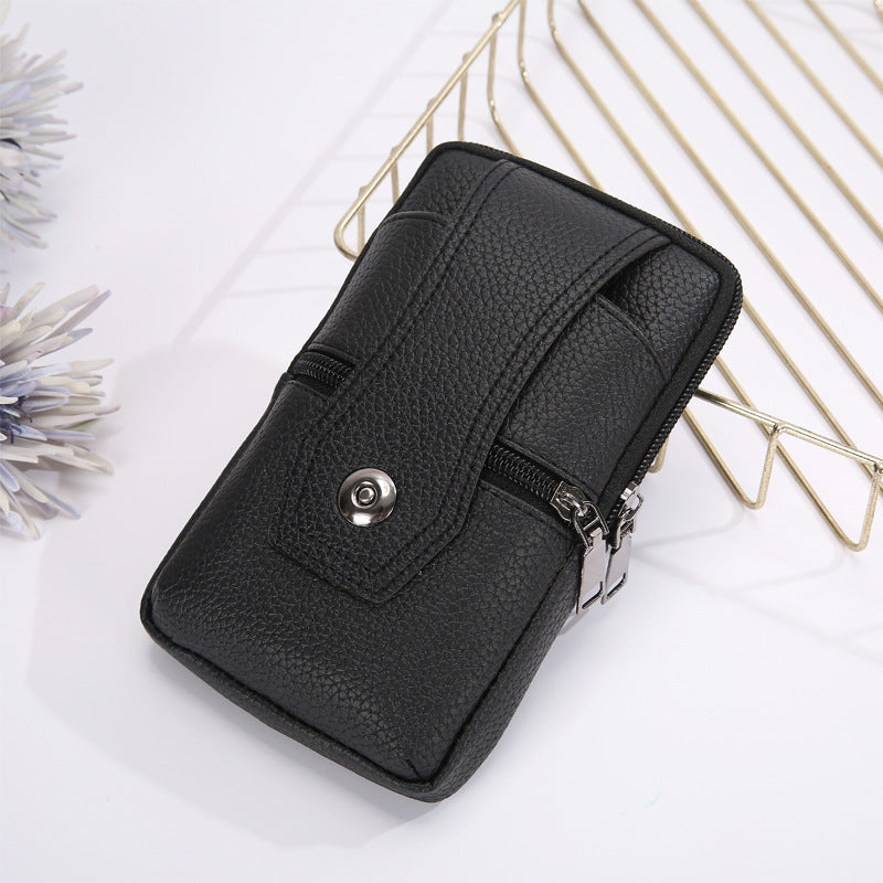 Men’s Leather Phone Bag Eyelet Buckle Large Size Waterproof - Big Boy Phone Bag That Can Handle Splash Zone