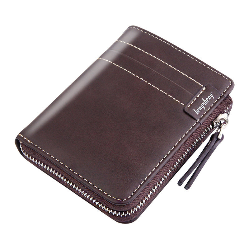 Men’s Wallet Short Wallet Retro Zipper Dollar - Snag the Coolest Leather Wallet 03-8 Short Zipper