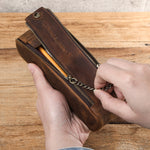 Crazy Horse Leather Portable Double Zipper Large Capacity - Crazy Horse Leather Wallet for Your Wild Side