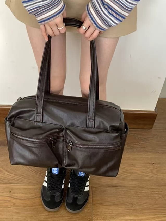 Sac fourre-tout en cuir Pu rétro sac à main de l'épaule américaine européenne grande capacité