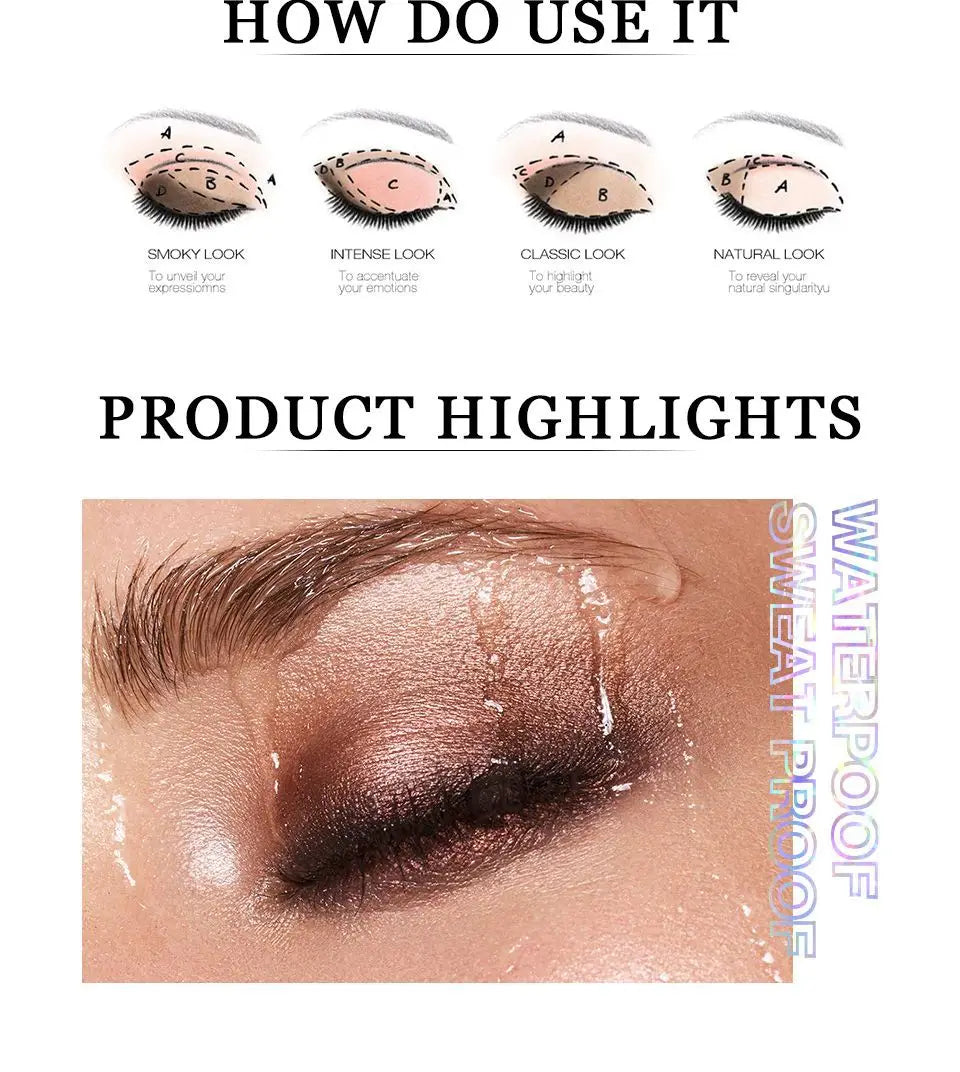 Paletă de ochi multicolori pentru ochi impermeabili machiaj de lungă durată pentru toate tonurile pielii