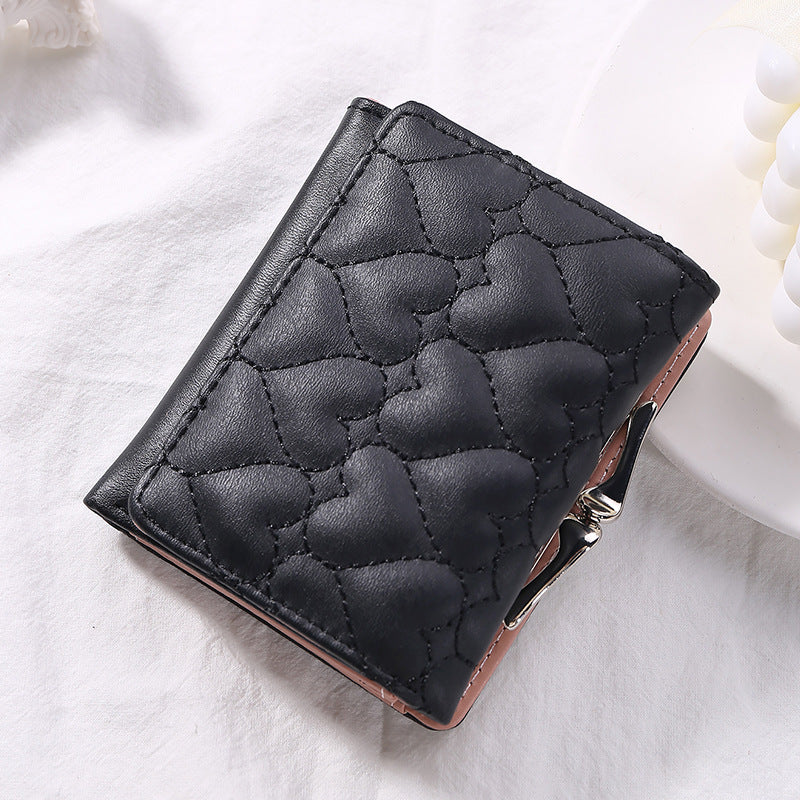 Short Chic Embroidery Thread Small Wallet Female Fresh - Short Chic Wallet for Stylish Coin Connoisseurs