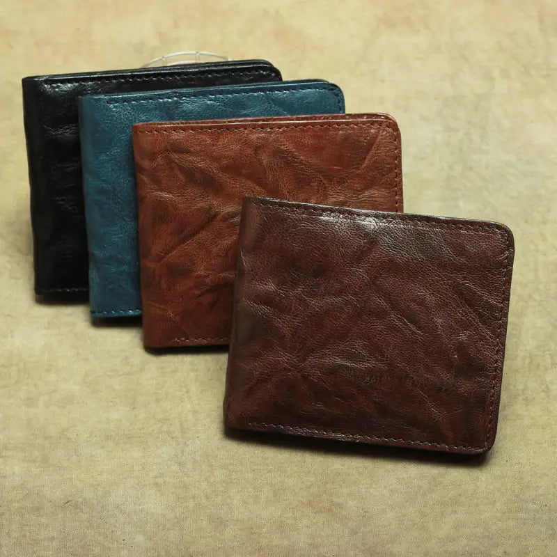 Portefeuille de bifold en cuir authentique vertical et horizontal Slim Card Portez pour les hommes