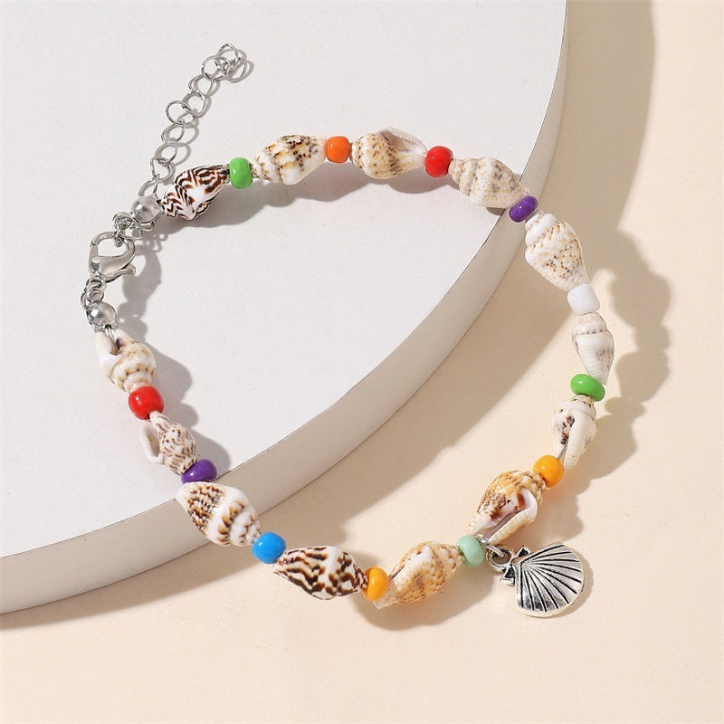 Beach Starfish Pendant Conch Bead Shell Bracelet - Beach Starfish Pendant Conch Bead Shell Bracelet