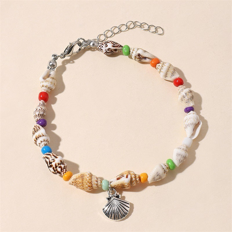 Beach Starfish Pendant Conch Bead Shell Bracelet - Beach Starfish Pendant Conch Bead Shell Bracelet