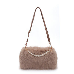 Beaded Shoulder Messenger Bag with Soft Plush Material and Multiple Colors - beaded shoulder messenger bag simple