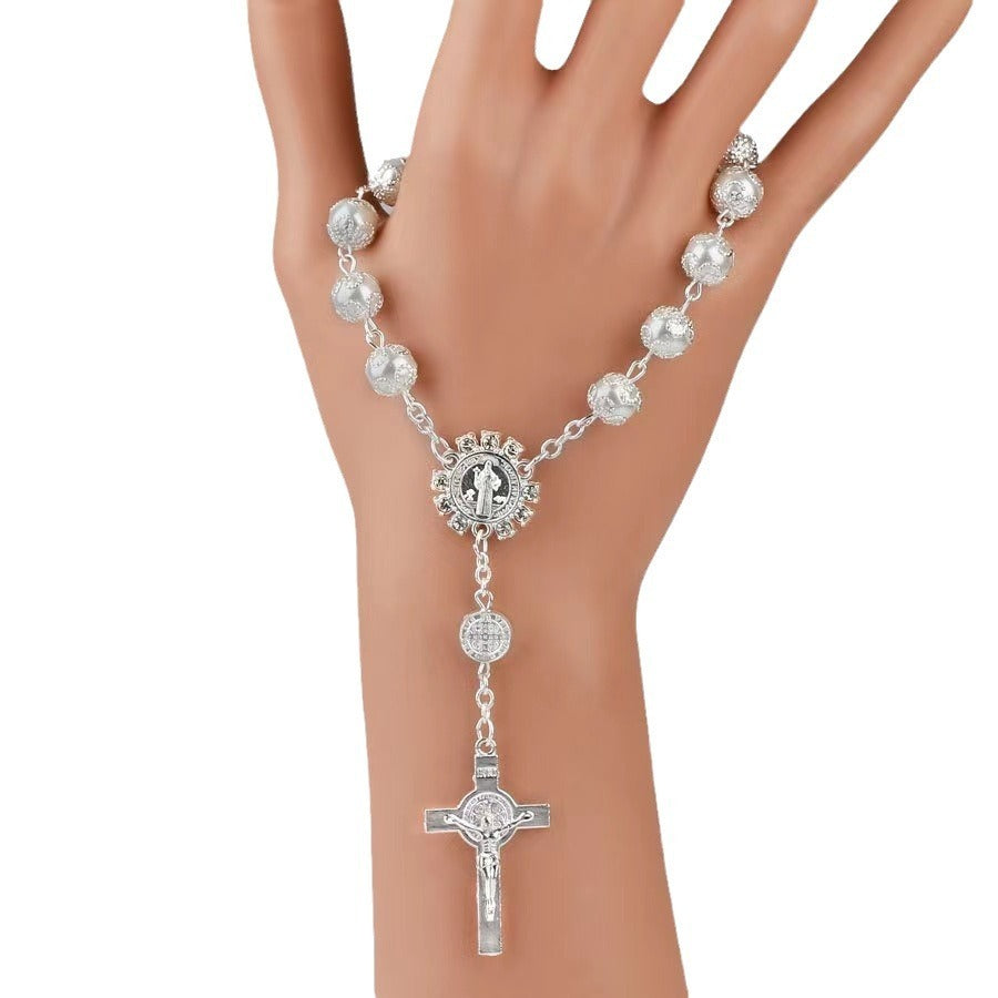 Beads Artificial Glass Pearl Cross Bracelet - Beads Artificial Glass Pearl Cross Bracelet Online