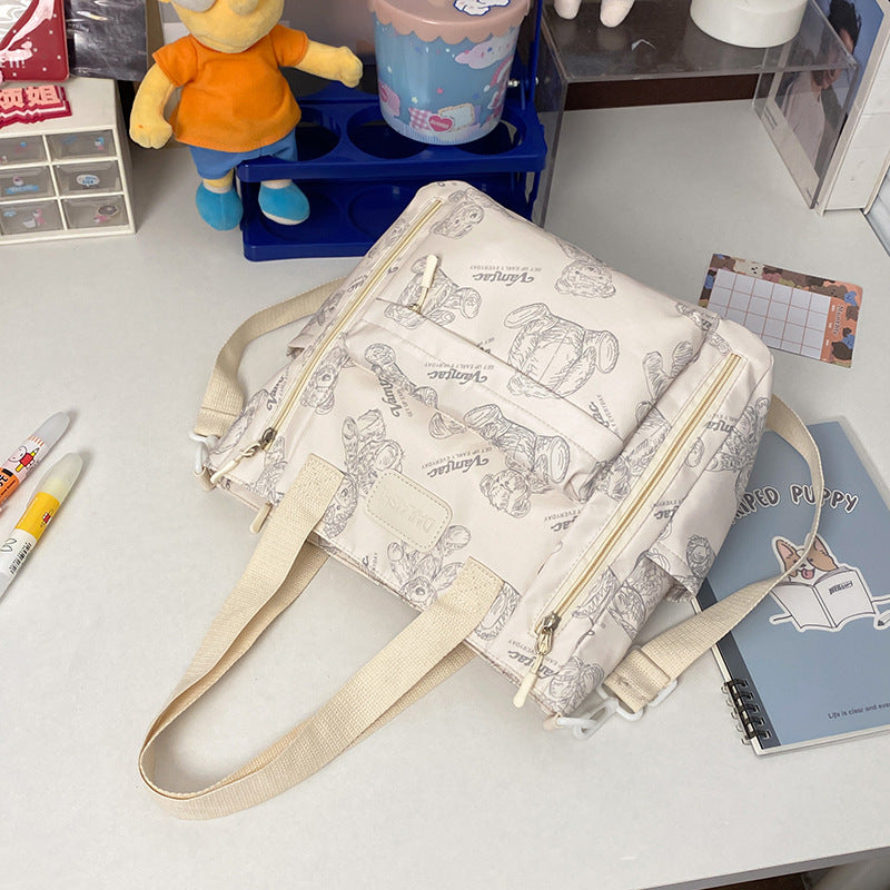 Bear Print Large Tote Bag Shoulder Crossbody Stylish Fashionable Comfortable - Fashion bear print large tote bag