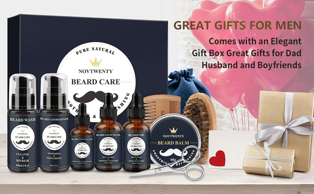 Beard Care Set with Micro Needle Roller Balsam and Pogonotomy Scissors - Teleplus care roller beard balsam brush