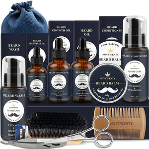 Beard Care Set with Micro Needle Roller Balsam and Pogonotomy Scissors - Teleplus care roller beard balsam brush
