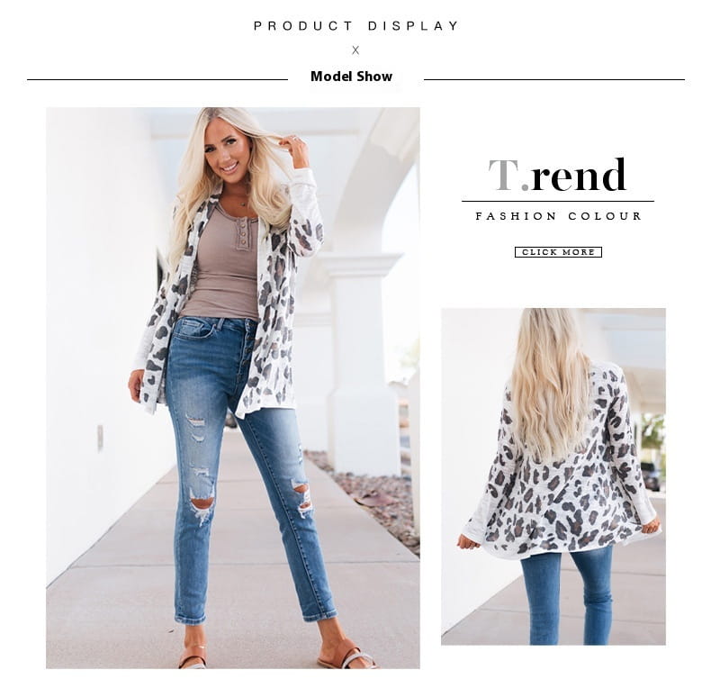 Liopard Priontáil Polar Poll Pollee Pocket Cardigan Loose Fit Streetwear Streetwear na mBan