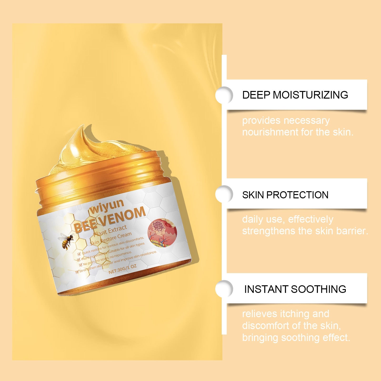 Bee Venom Repair Cream for Moisturizing and Nourishing Facial Care - Teleplus bee venom repair cream moisturizing