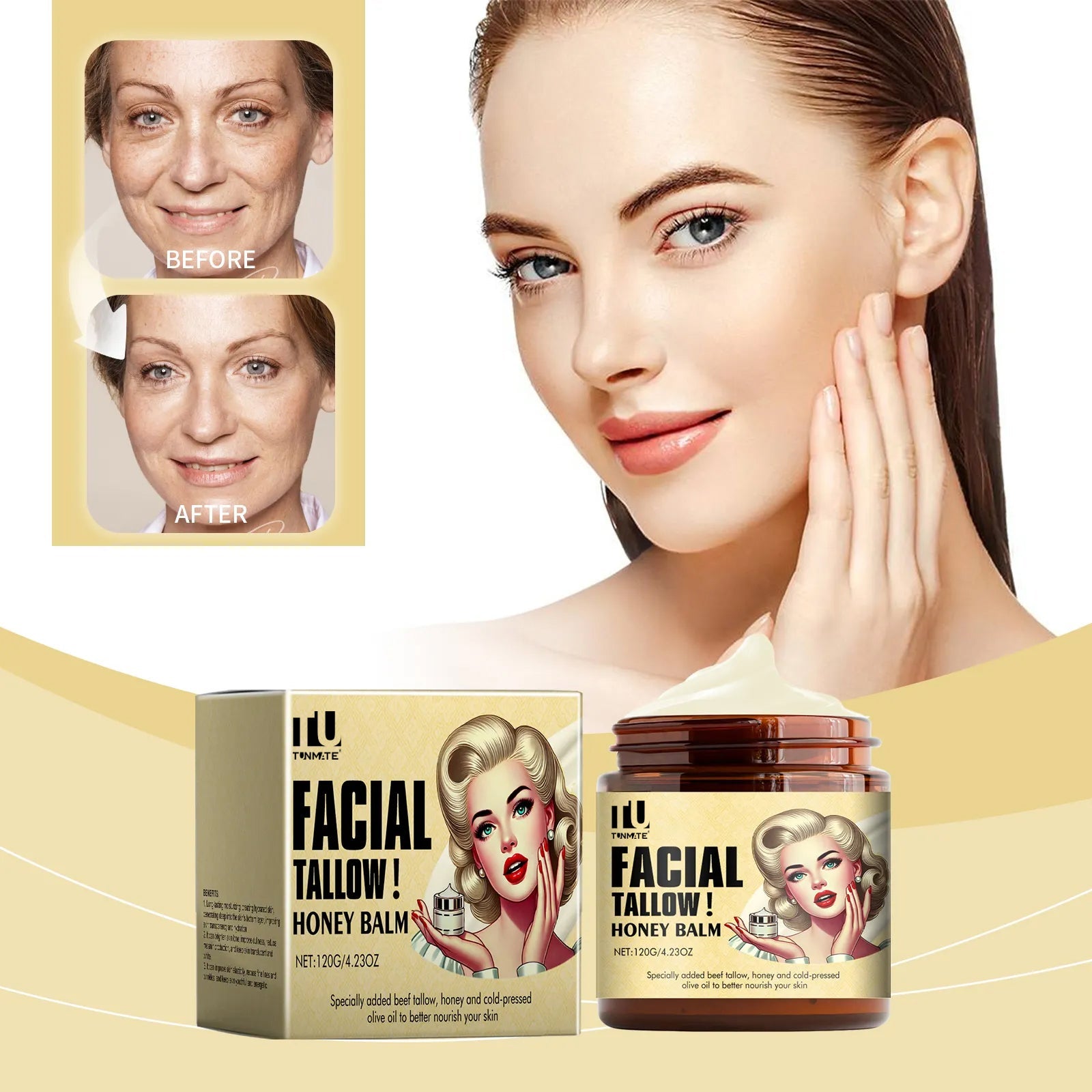 Beef Tallow Balm Natural Moisturizer for Face and Body Skin Care - Teleplus beef tallow balm