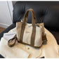 Beige Canvas Bucket Bag with Multiple Pockets Zipper Shoulder Design - Teleplus