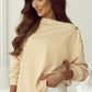 Beige Crewneck Sweatshirt Womens Pullover Soft Cotton Blend S M L XL - Teleplus
