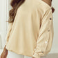 Beige Crewneck Sweatshirt Womens Pullover Soft Cotton Blend S M L XL - Teleplus