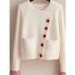 Beige Crochet Flower Cardigan Long Sleeve Viscose Knit Sweater Women