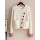 Beige Crochet Flower Cardigan Long Sleeve Viscose Knit Sweater Women