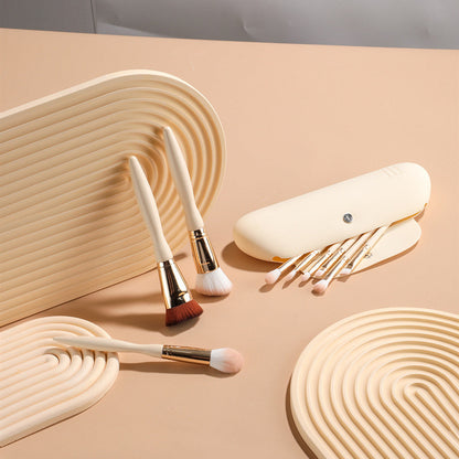 Beige Makeup Brush with Synthetic Fluff for Soft Precise Application - beige makeup brushes synthetic fluff beauty