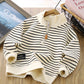 Beige Striped Zip Sweater for Men and Women with Polo Collar Fashion - Teleplus children casual polo collar fashion